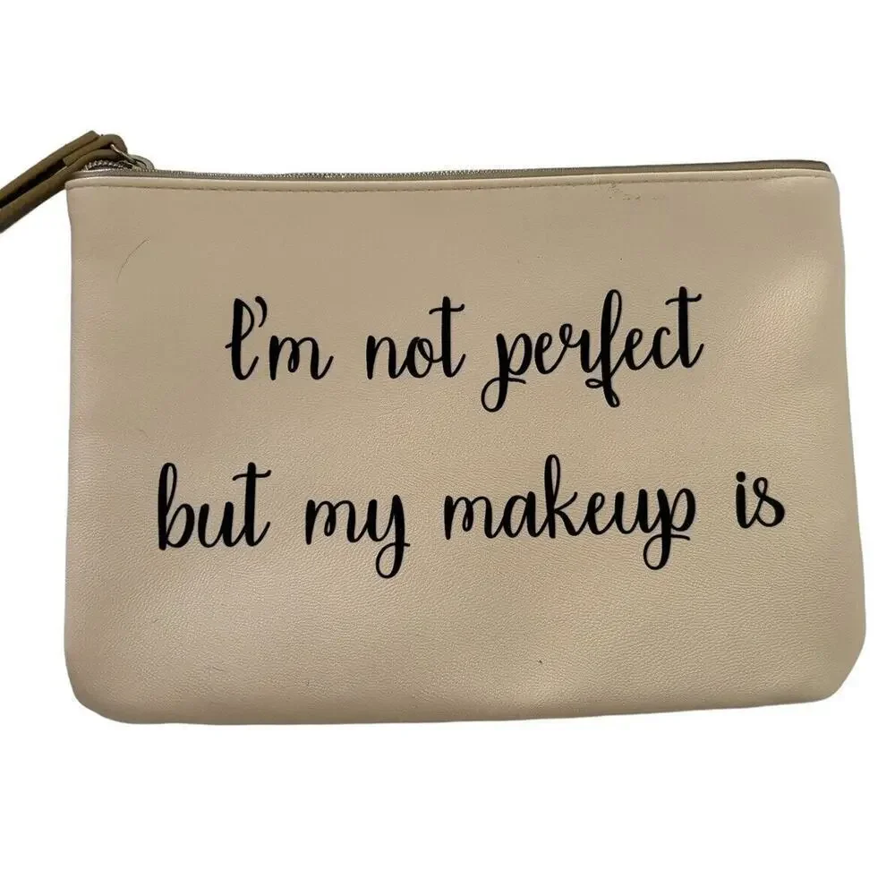 LANCOME PARIS Cosmetic Bag NEW I’m Not Perfect But My Makeup Is 9 X 6.5”